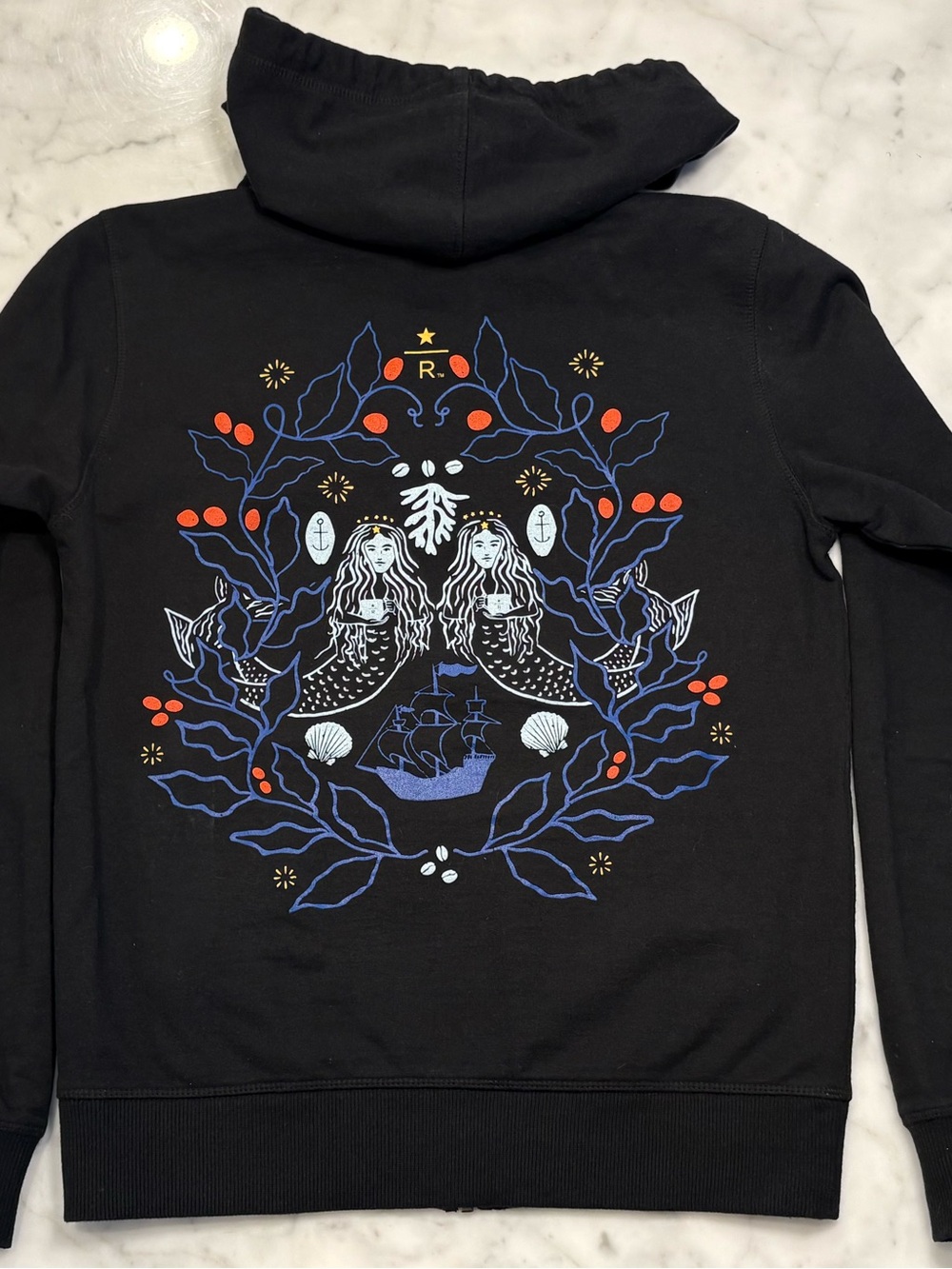 RARE Starbucks Reserve Roastery Seattle Artist Series Zip-Up Hoodie Unisex XS